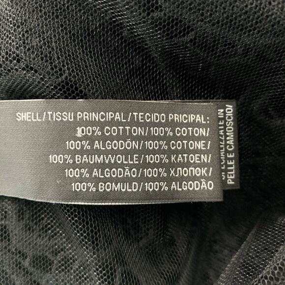 RALPH LAUREN Size 10 Black Guipure Cotton Leather Trim Short Sleeve Dress Top - Picture 5 of 6